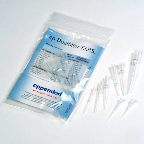 Końcówki do pipet automatycznych Dualfilter 50 - 1250µl 103mm PCR claen, jałowe i niepirogenne Eppendorf (5 statywów po 96 szt) 0030078594