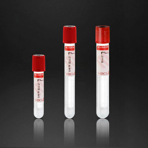 Vacumed® probówka z aktywatorem i żelem na 3,5ml krwi do surowicy 13x75mm jałowa, korek czerwony (100szt)