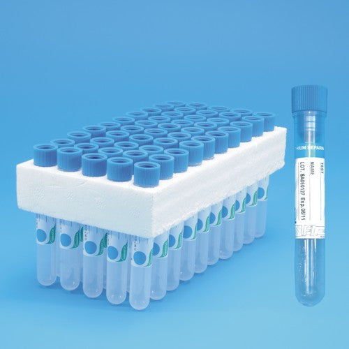 Probówki do pozyskiwania osocza na 2,0ml krwi z niebieskim korkiem z etykietą (50szt)