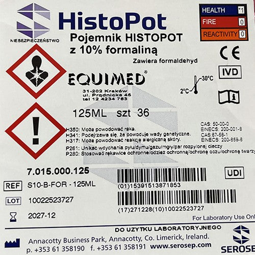 Pojemnik HISTOPOT 125 ml z 10% formaliną (36szt)