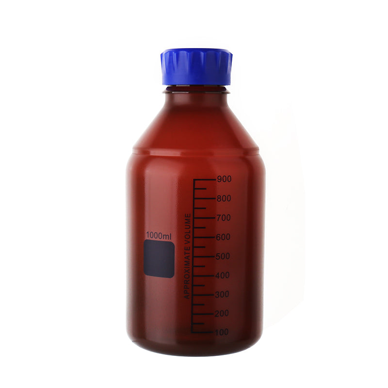 Butla laboratoryjna brązowa z polipropylenu z nakrętką GL 45 z podziałką 1000ml