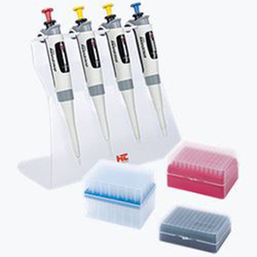 Discovery Pro Starter 4 Pack (mikropipety DISCOVERY PRO 0,5 - 10µl, 2 - 20µl, 20 - 200µl, 100 - 1000µl z kompletem końcówek i statywem)