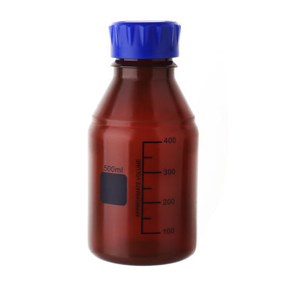 Butla laboratoryjna brązowa z polipropylenu z nakrętką GL 45 z podziałką 500ml