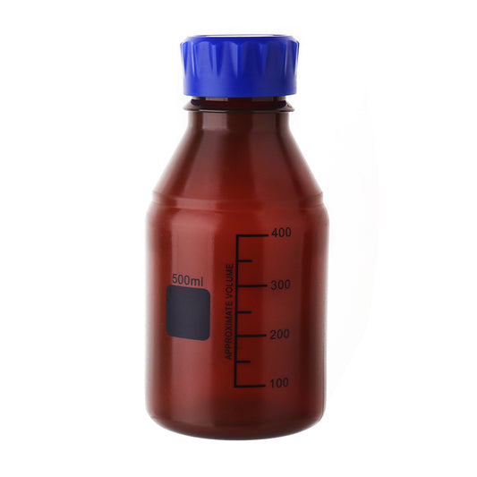 Butla laboratoryjna brązowa z polipropylenu z nakrętką GL 45 z podziałką 500ml