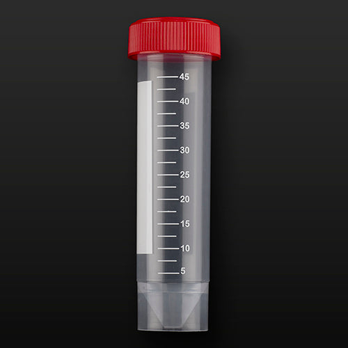Probówka PP 50ml (30x115mm) stożkowodenna, skalowana z czerwoną nakrętką, stojąca, jałowa (25szt)