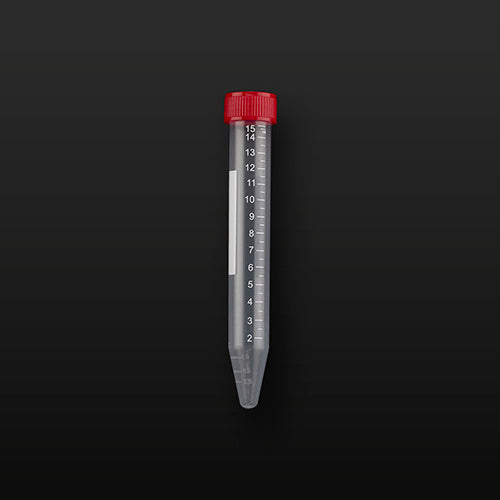 Probówka PP 15ml (17x120mm) stożkowodenna, skalowana, z  czerwoną nakrętką, jałowa (50szt)