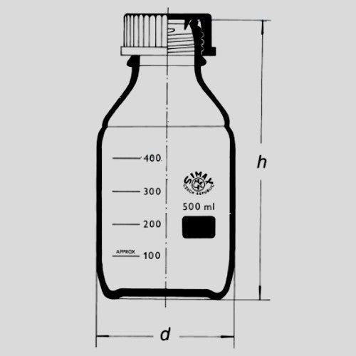 Butla z niebieską nakrętką GL45 do sterylizacji w temperaturze 140°C 1000 ml, szkło białe  SIMAX