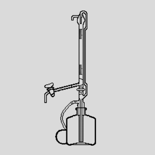 Biureta szklana automatyczna typu Pellet'a z kranem szklanym klasy B z paskiem Schellbacha 100 ml