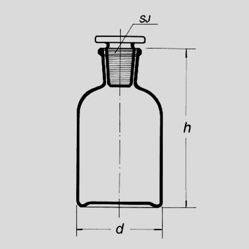 Butla szklana ze szlifem, z korkiem, z wąską szyją 50 ml NZ 14/15