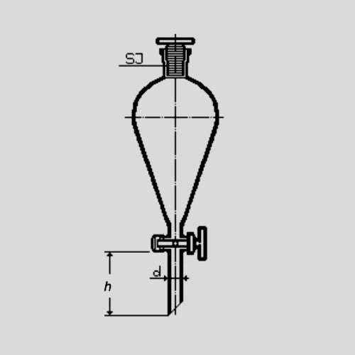 Rozdzielacz gruszkowy szklany 50 ml z zaworem szklanym na szlif, z korkiem szklanym SJ 19/26  ml  SIMAX