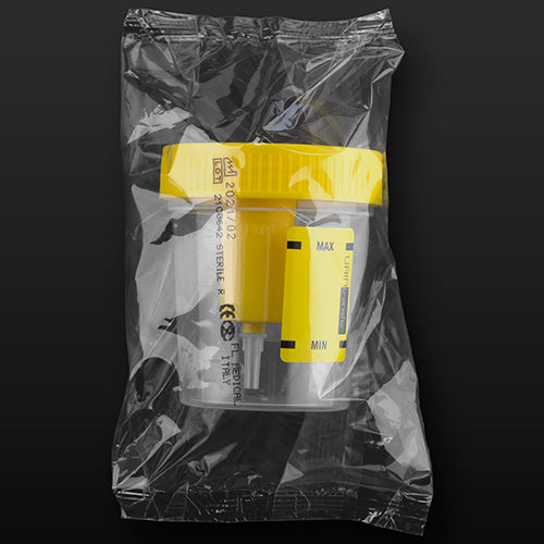 Vacumed® pojemnik na mocz polipropylenowy 120ml niejałowy z żółtą nakrętką (300szt)