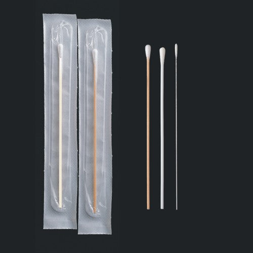 Pałeczka drewniana 2,5x150mm z wacikiem bawełnianym jałowa pakowana indywidualnie (100szt)
