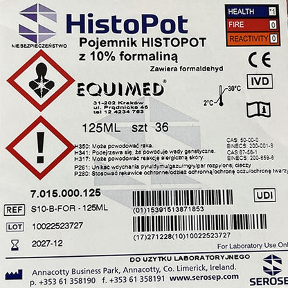 Pojemnik HISTOPOT 125 ml z 10% formaliną (36szt)