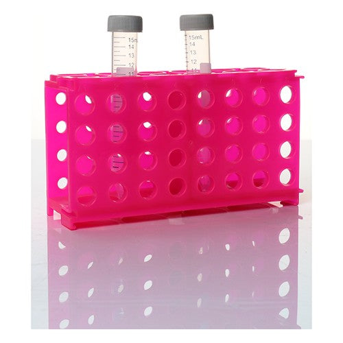 Statyw odwracalny na  probówki 5ml, 15ml i 50ml plastikowy czerwony