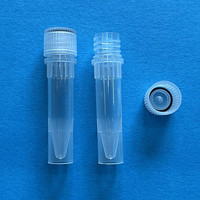 Mikroprobówki z polipropylenu stojące z zewnętrznym nakręcanym korkiem, z uszczelką gumową